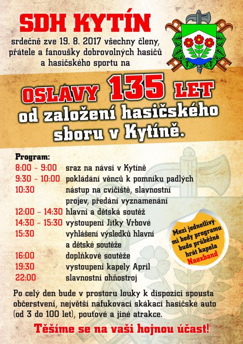 135 let od založní hasičského sboru v Kytíně